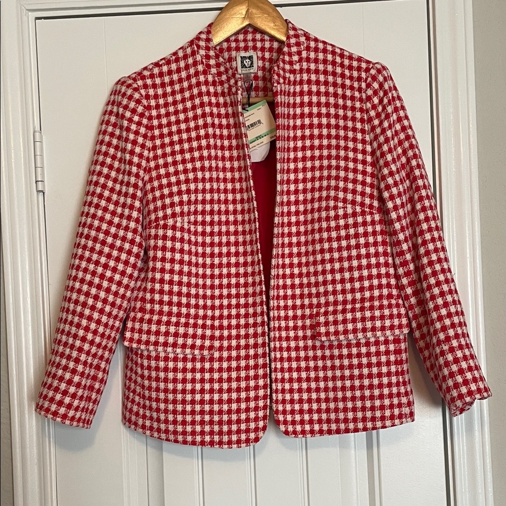 Anne Klein Red and White Patterned Jacket